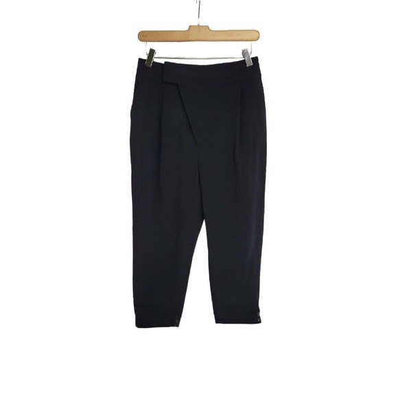 Alice + Olivia Black High Rise Snap Ankle Cropped Capri Pants Size 2 - Picture 1 of 8